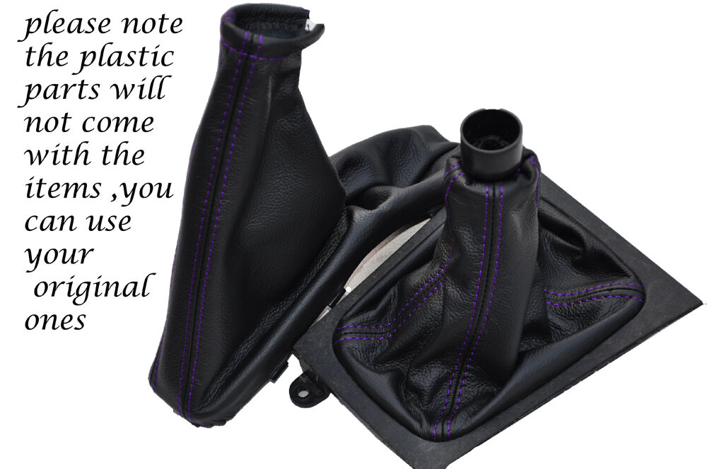 PURPLE STITCH FITS Opel Vauxhall ZAFIRA A GEAR+HANDBRAKE GAITER REAL LEATHER
