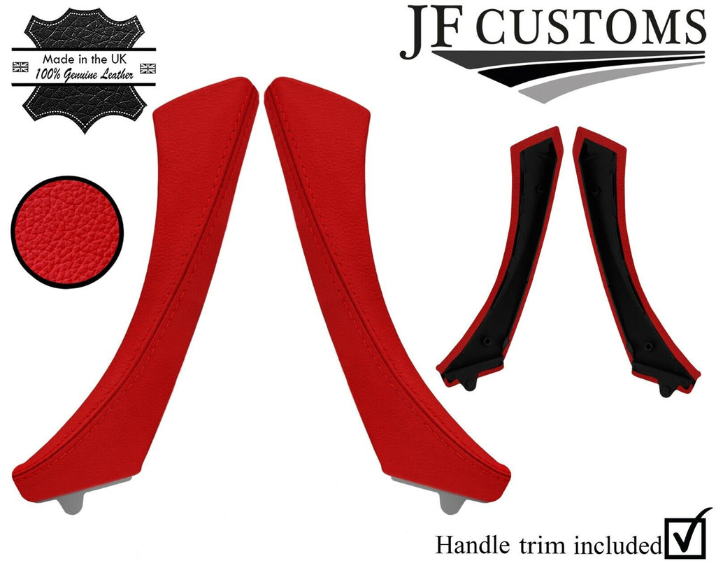 RED ITALIAN LEATHER 2X FRONT DOOR HANDLE TRIM + COVER FOR BMW E90 E91 E92 E93