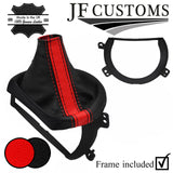 RED STRIPE LEATHER AUTO GEAR + FRAME FOR TOYOTA GT86 SUBARU BRZ SCION FR-S 12-18