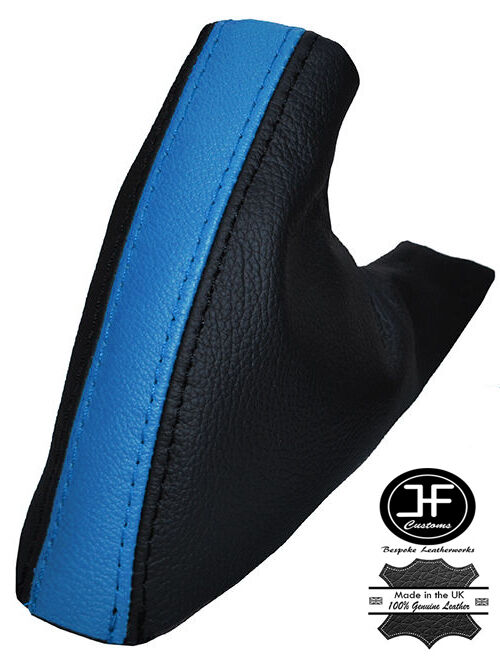 BLACK & BLUE LEATHER HANDBRAKE GAITER FITS MG MGF MGTF 1995-2005 CUSTOM NEW