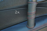FITS FIAT COUPE LEATHER 2X DOOR HANDLE COVERS red stitch CUSTOM NEW MADE IN UK