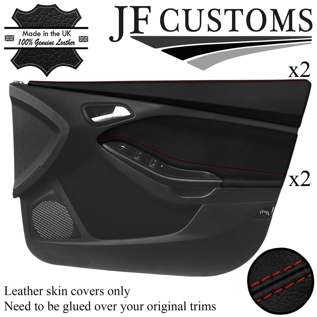 D RED STITCH 2X FRONT DOOR TRIM+CAPPING COVERS FOR FORD FOCUS MK3 11-14 5DR JF1