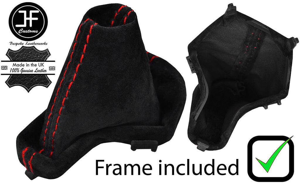 RED STITCH SUEDE AUTOMATIC GEAR GAITER+PLASTIC FRAME FOR FREELANDER 2 06-12
