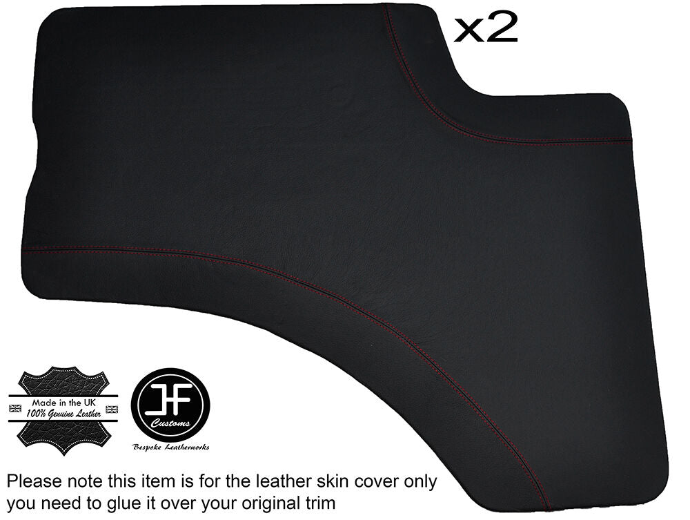 RED STITCHING 2X FRONT DOOR CARD LEATHER COVER FITS BEDFORD TK M TYPE CUSTOM NEW