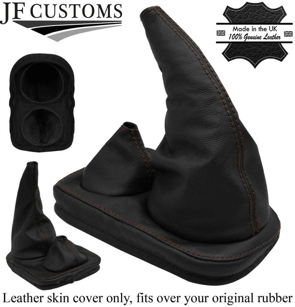 BROWN STITCH FULL LEATHER GEAR GAITER FOR DEFENDER 83-06 OVER RUBBER STYLE 2