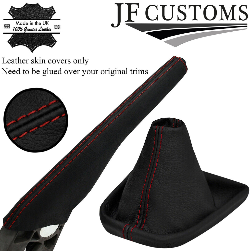 D RED STITCH ITALIAN LEATHER GEAR HANDBRAKE GAITERS FOR VW CADDY 2016-2019