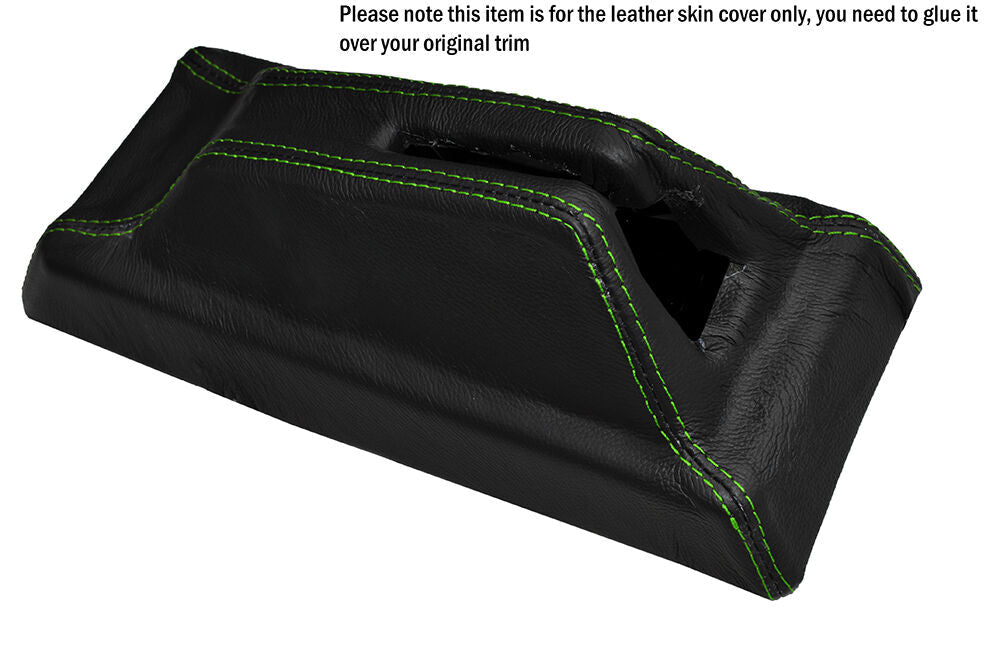 GREEN STITCH CENTRE CONSOLE HANDBRAKE HOUSING LEATHER COVER FITS PEUGEOT 205