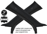 BLACK & BLACK 2 TONE LEATHER A PILLAR COVERS FITS AUDI TT MK3 COUPE 2015-2019
