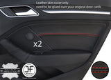RED STITCH 2X REAR DOOR CARD TRIM LEATHER COVER FITS AUDI A3 8V 13-18 5 DOOR