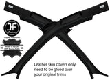 BLACK STITCHING 2X A POST PILLAR REAL LEATHER COVERS FITS AUDI A4 B7 2004-2008