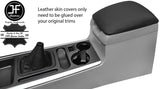 BLACK LEATHER ARMREST LID COVER & MANUAL GEAR GAITER FITS KIA SORENTO MK1 02-09