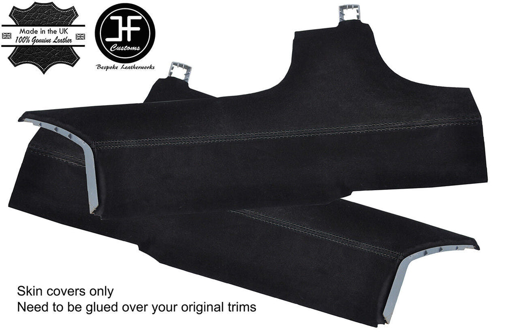 BLACK STITCH 2X REAR C PILLAR SUEDE COVERS FITS AUDI TT MK1 1998-2006 COUPE