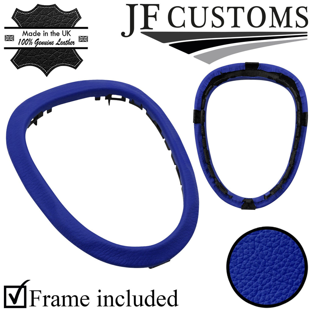 BLUE LEATHER GEAR SURROUND TRIM COVER + FRAME FITS NISSAN JUKE 10-19 CUSTOM NEW
