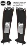 RED STITCH 2X UPPER B POST PILLAR LEATHER COVERS FITS DISCOVERY 4 2009-2016