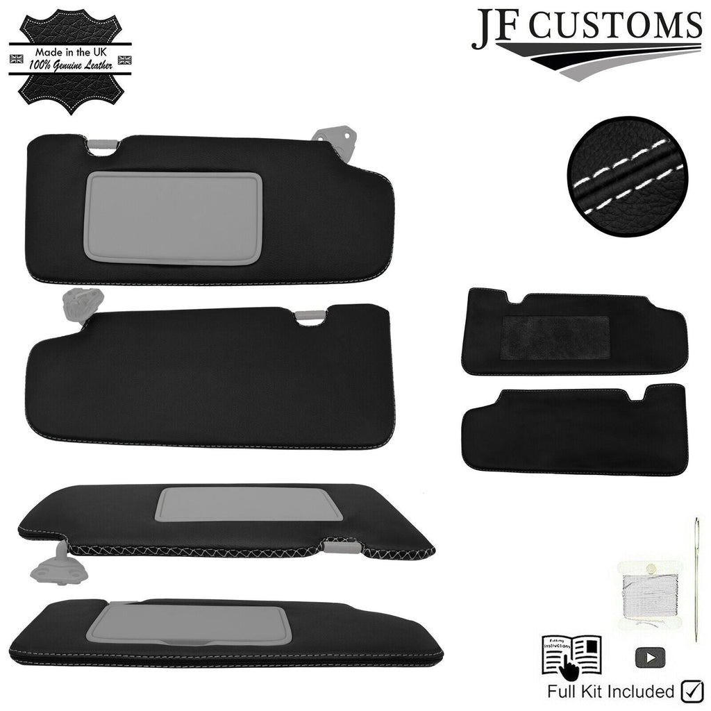 WHITE CROSS STITCH ITALIAN LEATHER 2X SUN VISOR COVERS FOR NISSAN 350Z 33Z 03-09