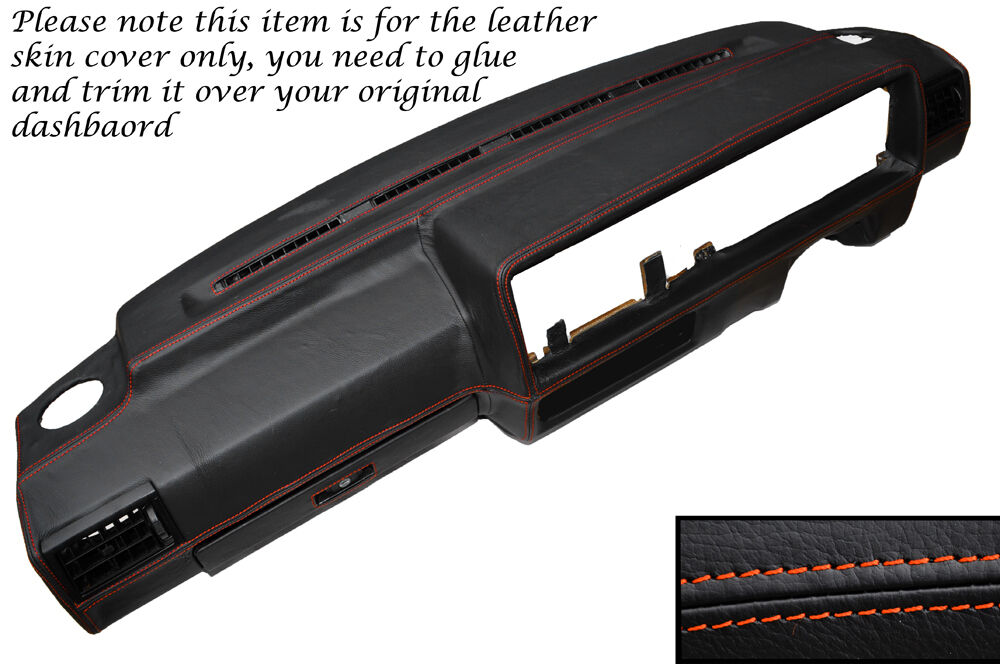 ORANGE STITCH DASH DASHBOARD LEATHER SKIN COVER FITS VW GOLF MK2 II JETTA 83-92