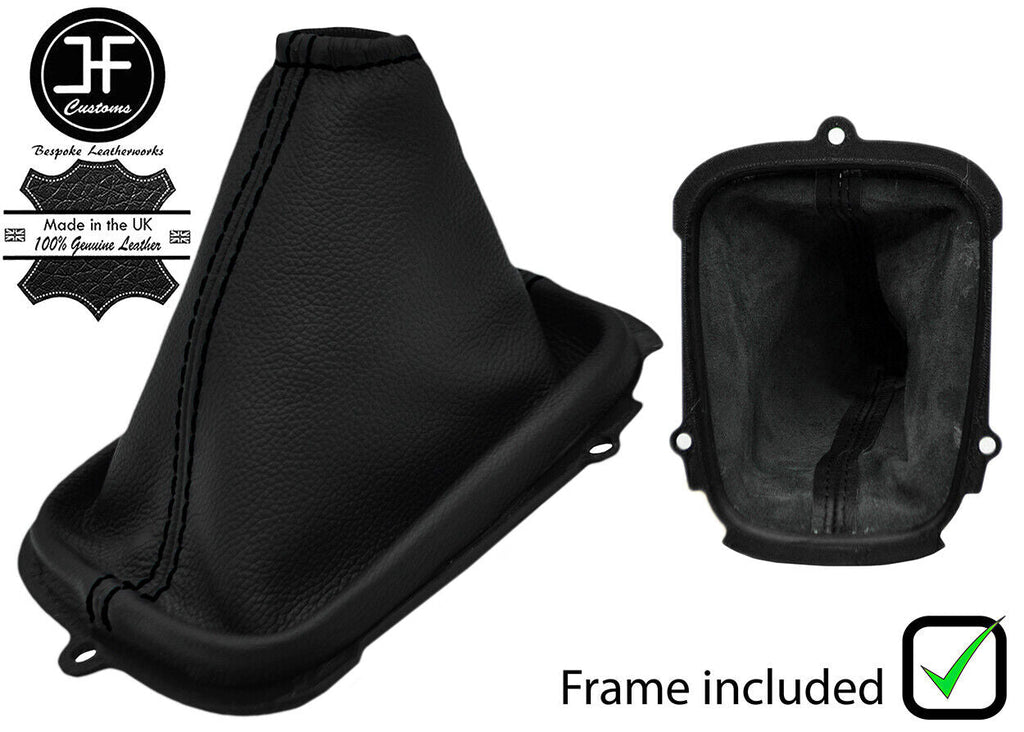 BLACK STITCH LEATHER GEAR GAITER+PLASTIC FRAME FITS NISSAN PRIMERA P12 02-08