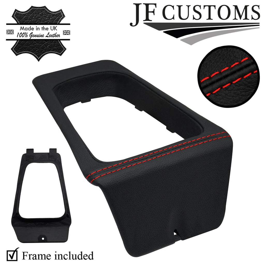 RED STITCH LEATHER GEAR SURROUNC COVER + PLASTIC FRAME FITS VOLVO 300 76-91