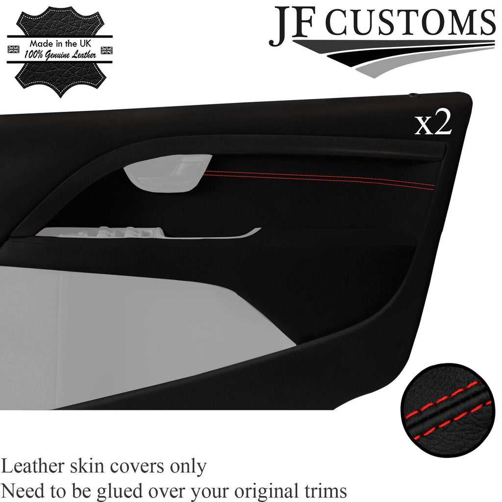 RED STITCH ITALIAN LEATHER 2X FRONT DOOR CARD TRIM COVER FOR VOLVO S80 07-16