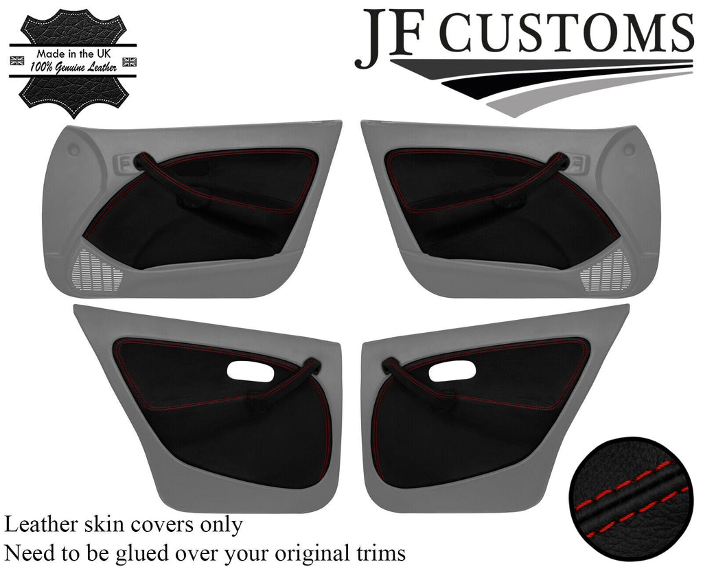 D RED STITCH LEATHER 4X DOOR CARD + HANDLE COVERS FOR ROVER 45 MG ZS 99-05 JF1