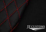 RED DIAMOND STITCH LEATHER SKIN COVER TAIL GATE TRIM FOR LOTUS EVORA 09-15