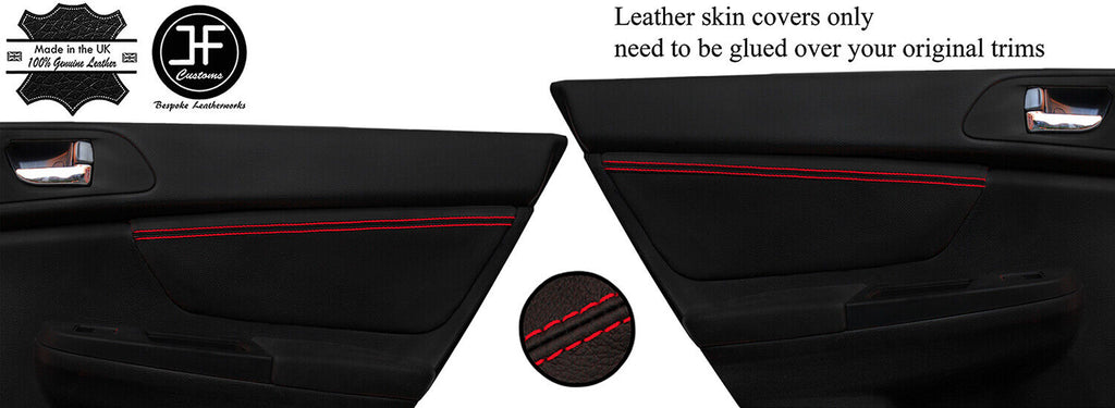 RED STITCHING 2X REAR DOOR CARD TRIM LEATHER COVERS FITS SUBARU XV 2012-2016