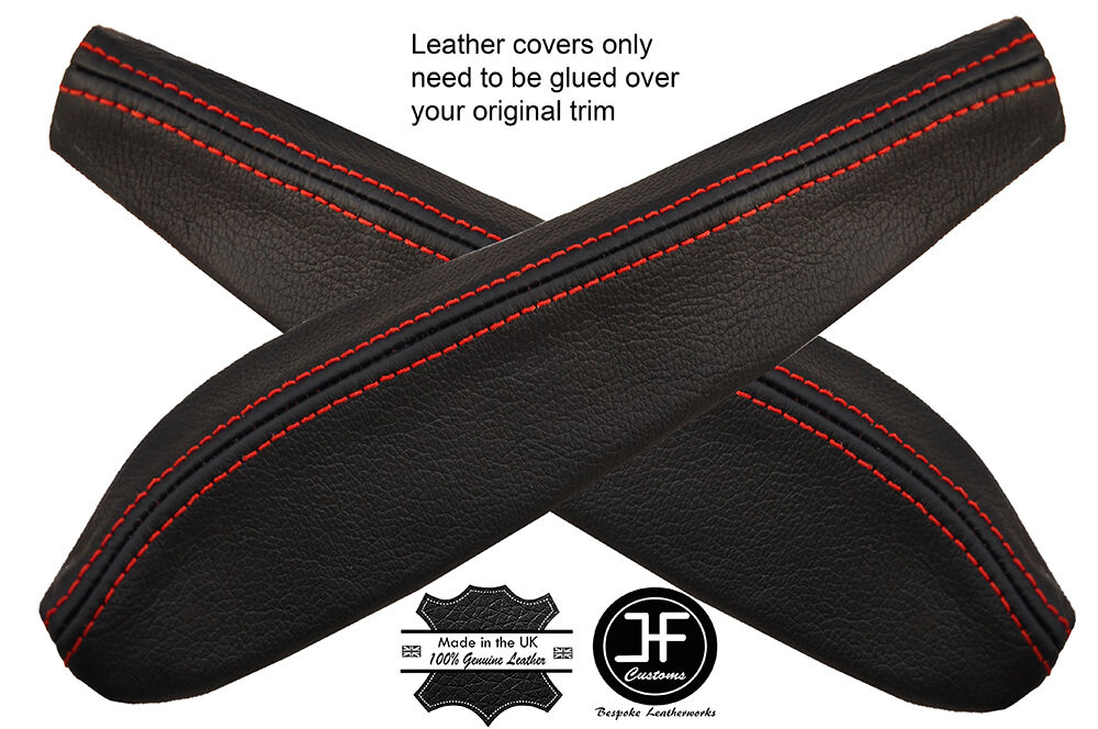 RED STITCH 2X REAR DOOR ARMREST LTHR COVER FITS FORD ESCORT MK1 MEXICO RS2000
