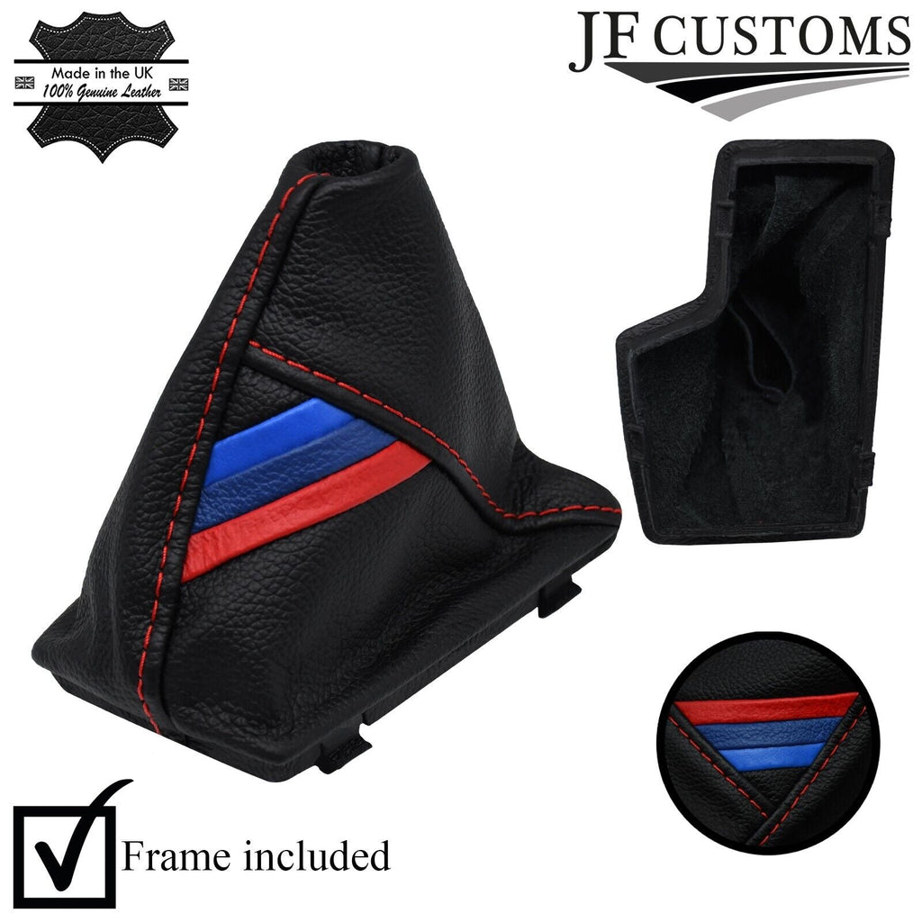 FITS BMW X3 E83 03-10 RED STITCH TRI STRIPE LEATHER AUTO GEAR + PLASTIC FRAME