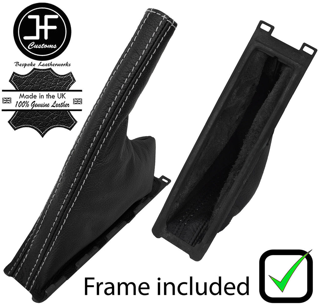 GREY STITCH LEATHER HANDBRAKE GAITER + PLASTIC FRAME FOR SAAB 95 9-5 1997-2010