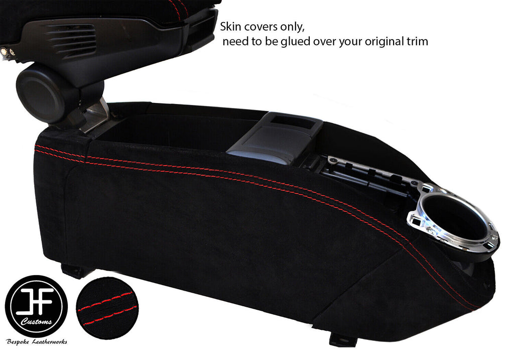 RED STITCH CENTRE CONSOLE TRIM REAL SUEDE COVER FOR BMW I3 2013-2019 CUSTOM NEW