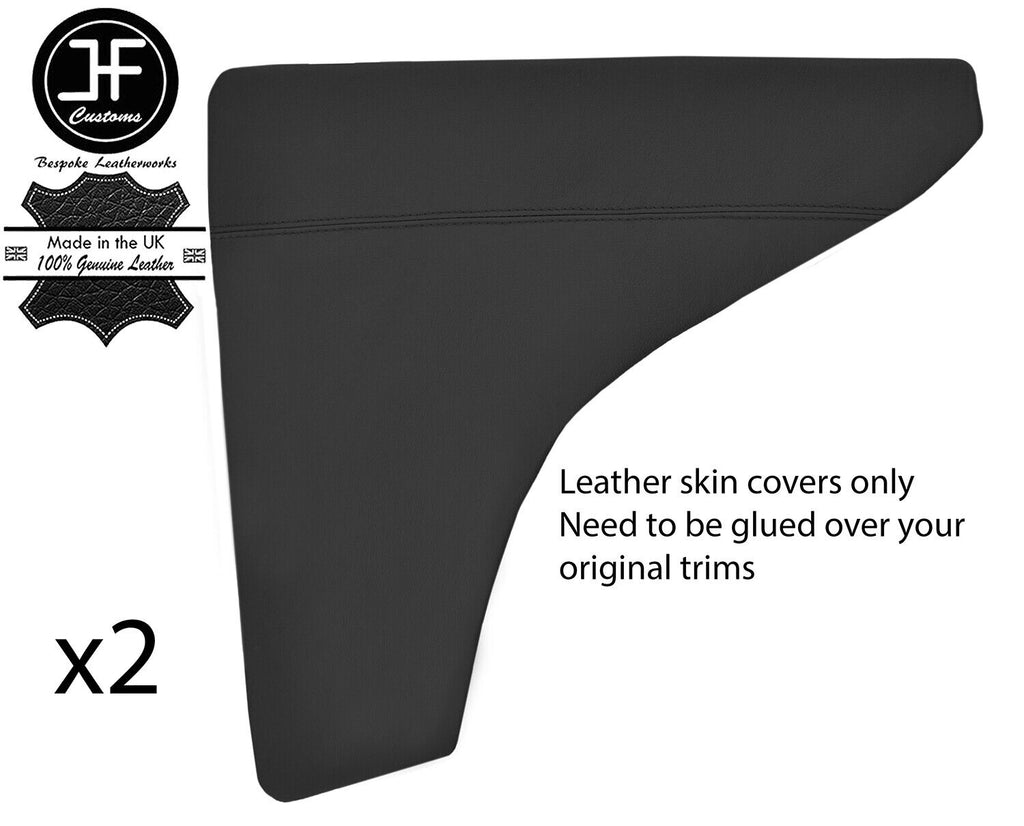 BLACK REAL LEATHER 2X REAR DOOR CARD COVERS FOR MORRIS MINOR 1000 CONVERTIBLE