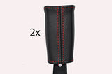 red stitch FITS MITSUBISHI L200 01-06 2X FRONT SEAT BELT STALK LEATHER COVERS