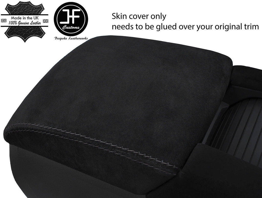 BLACK STITCHING ARMREST LID REAL SUEDE COVER FITS MAZDA 6 2015-2018 CUSTOM NEW