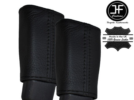 BLACK STITCH 2X FRONT SEAT BELT LEATHER COVERS FITS MINI COUNTRYMAN R60 10-15