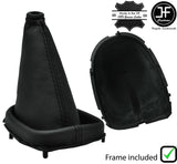 BLACK STITCH LEATHER GEAR GAITER + PLASTIC FRAME+TOP RING FITS FORD PUMA 97-02