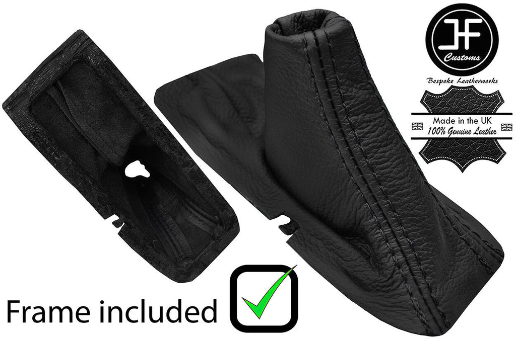 BLACK STITCH LEATHER HANDBRAKE GAITER+PLASTIC FRAME FOR VOLVO V70 C70 S70 98-00