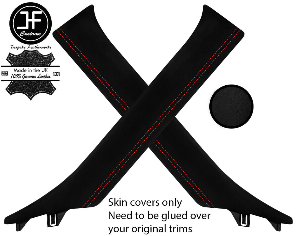 RED  STITCH 2X A PILLAR LUXE SUEDE COVERS FITS NISSAN 370Z Z34 2009-2020