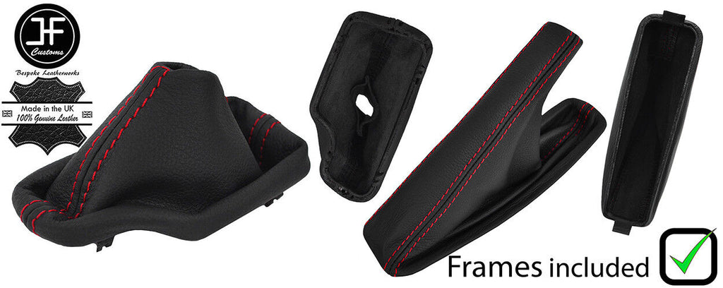 RED STITCH LEATHER GEAR HANDBRAKE + PLASTIC FRAME FOR BMW E46 99-05 AUTOMATIC