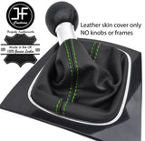 GREEN STITCHING TOP GRAIN LEATHER MANUAL GEAR GAITER FITS AUDI A3 8P 2004-2012