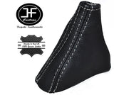 WHITE STITCH AUTO AUTOMATIC ITALIAN LEATHER GEAR GAITER FITS VOLVO XC90 XC 90