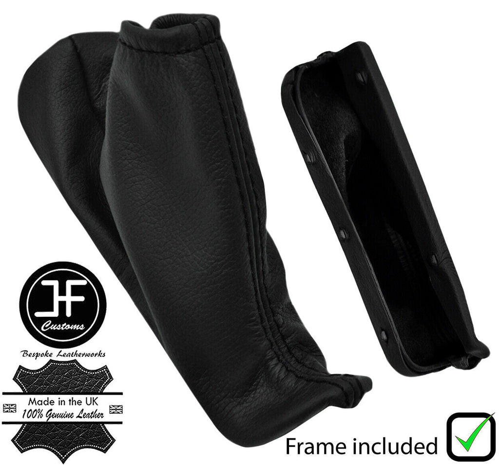 BLACK STITCH LEATHER HANDBRAKE GAITER+PLASTIC FRAME FOR VOLVO XC70 2005-2007