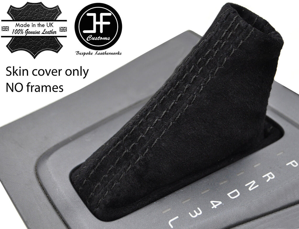 BLACK STITCH REAL SUEDE AUTO AUTOMATIC GEAR GAITER FITS VOLVO V70 S60 2000-2004