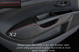 RED STITCH 2X REAR DOOR CARD TRIM ARMREST COVER FITS FIAT GRANDE PUNTO 05-11
