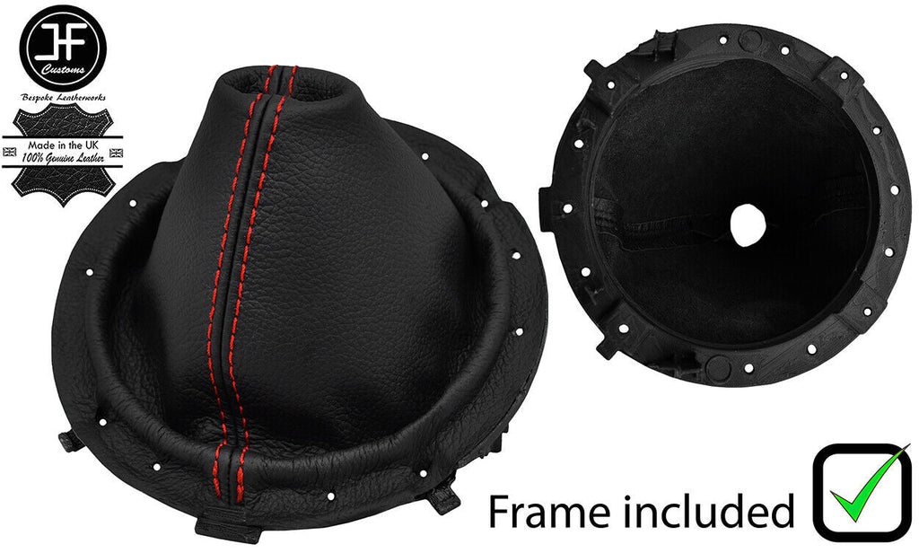 RED STITCH LEATHER GEAR GAITER+PLASTIC FRAME FITS NISSAN 350Z 06-09 FACELIFT