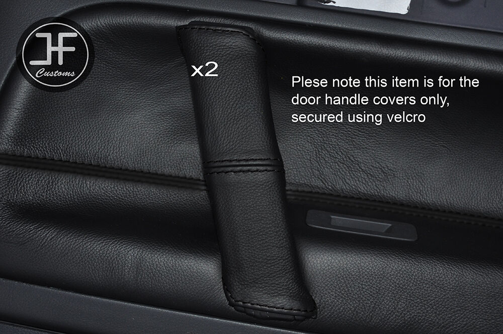 BLACK STITCH 2X REAR DOOR HANDLE LEATHER COVERS FITS VW TOUAREG 2002-2011