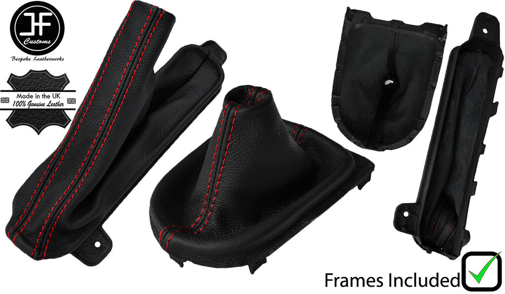 RED STITCH LEATHER MANUAL GEAR+HANDBRAKE GAITER+FRAMES FOR FORD MUSTANG 15-19