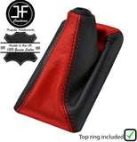 BLACK & RED LEATHER GEAR GAITER WITH TOP RING FOR HONDA CIVIC 1988-1995