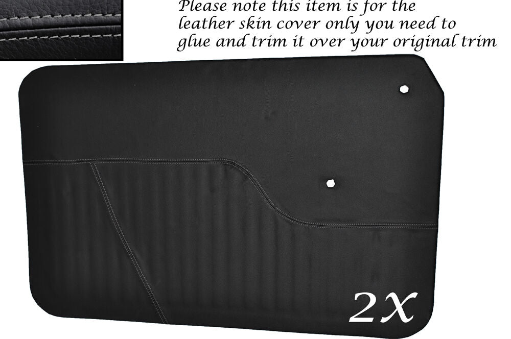 GREY STITCH 2X FRONT DOOR CARDS LEATHER COVERS FITS MORRIS MINOR 1000 55-71