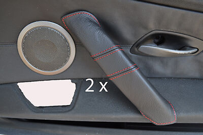 red stitch FITS BMW Z4 E85 03-11 2X DOOR HANDLE LEATHER COVERS CUSTOM NEW