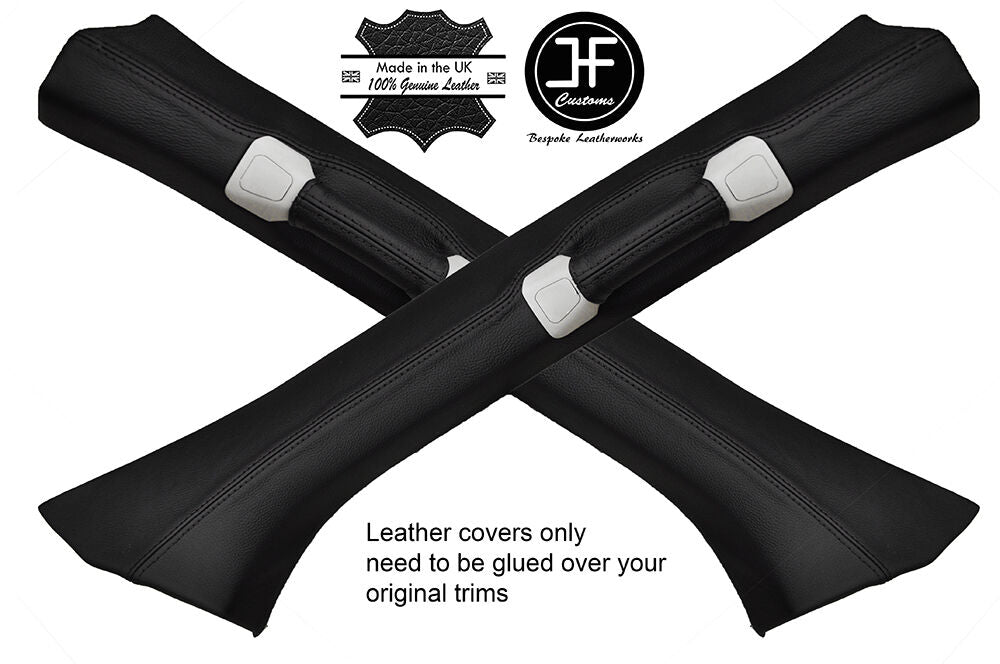BLACK STITCHING FITS VOLVO XC90 2002-2014 2X A PILLAR HANDLE LEATHER COVERS